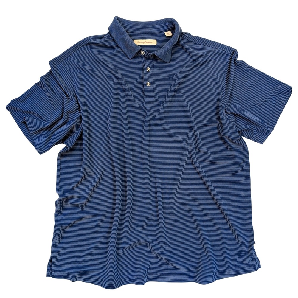 Tommy Bahama Relaxed Fit Navy Blue 1/4 Button Short Sleeve Polo Men's Size XXL